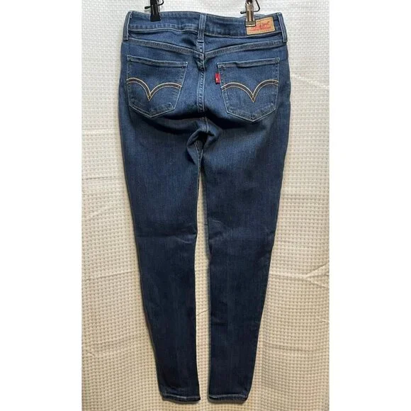 Levi's jeans womens 27 low rise skinny stretch 25 x 30 denim blue - Picture 3 of 12